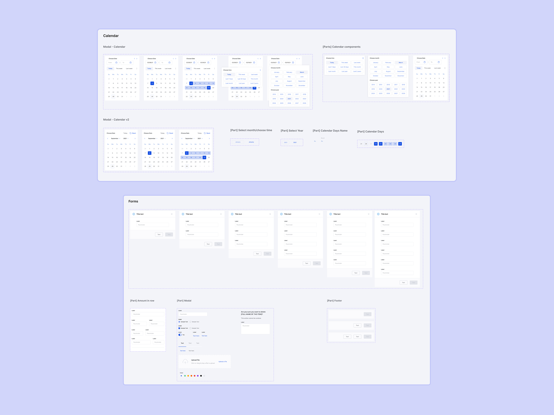 Design system components - Calendar and Forms