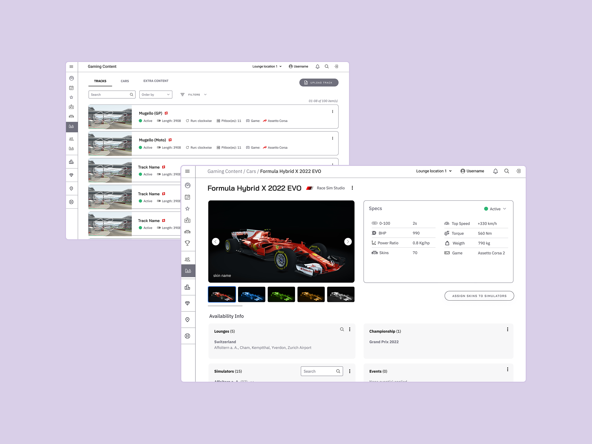Wireframes for Racing Unleashed platform